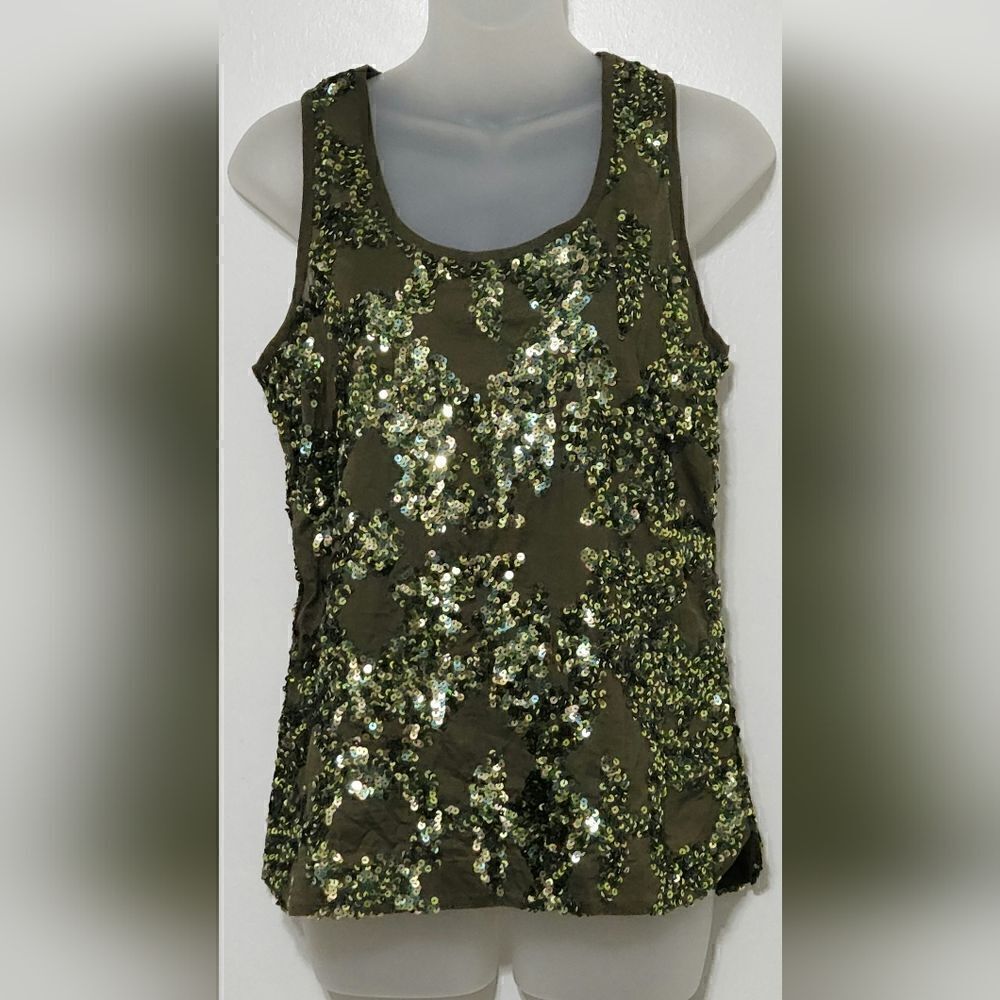J. Crew Mermaid Sequin Green Tank Top size 2